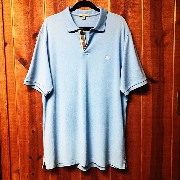 light blue burberry polo